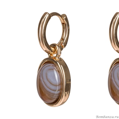 Серьги Fiore Luna, COFFE AGATE